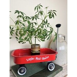 Vintage Little Red Racer Metal Wagon Small Pull Toy Decor 12.5”X 7.5”X 5”